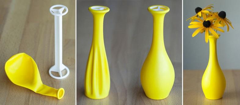 風船を花瓶に変える、3Dプリンタ製のアイデア商品｢BalloonVase