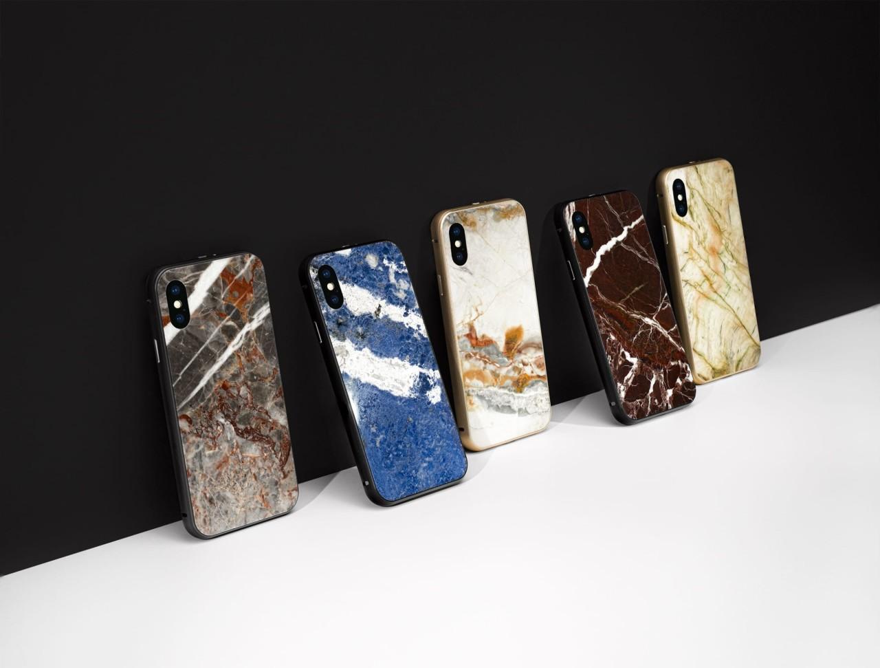 石から削り出された世界にひとつしかないケース、がっしりiPhone Xを保護