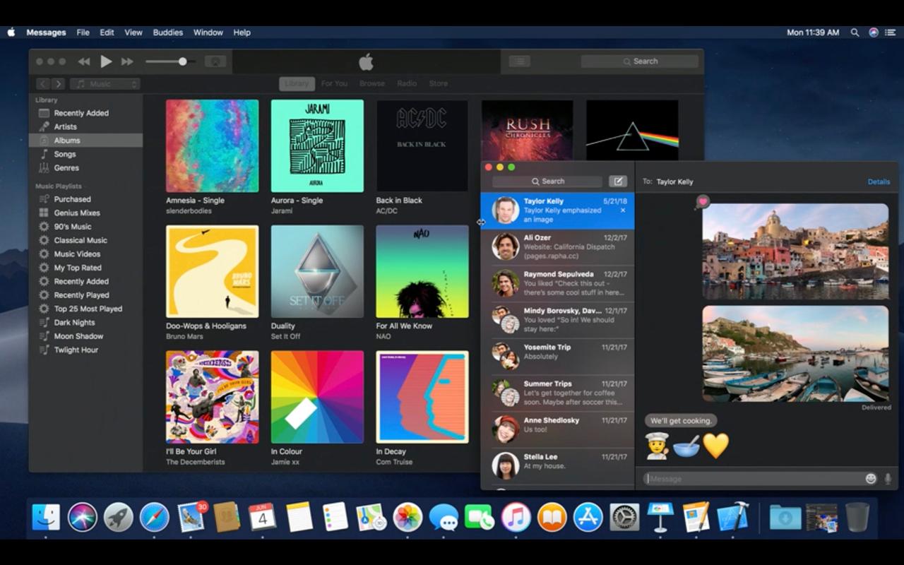 新しいmacOS｢Mojave｣のダークモード、壁紙の色も変わって良い感じです #WWDC18