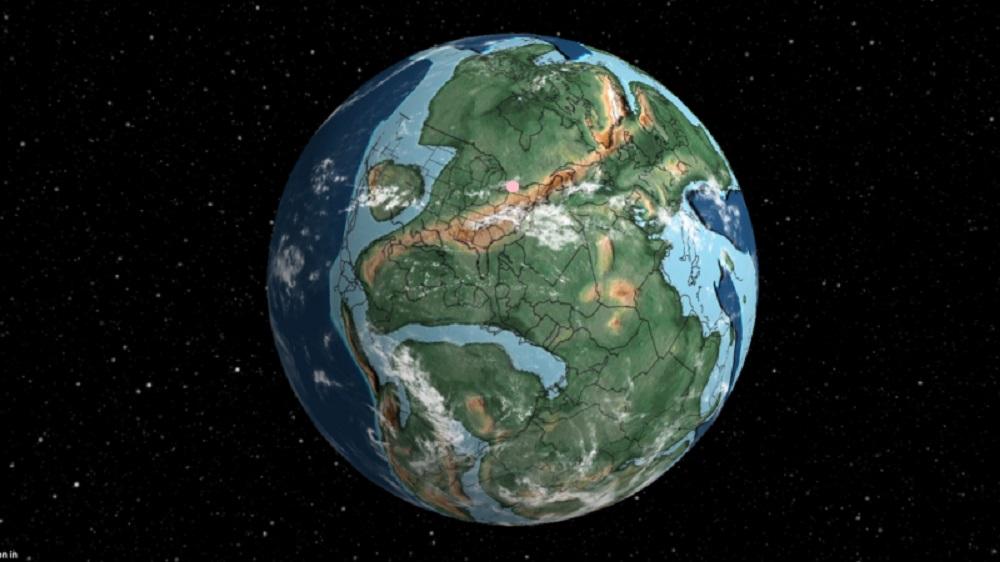指定した住所が7億5000万年前どこにあったかを示してくれる3Dマップ