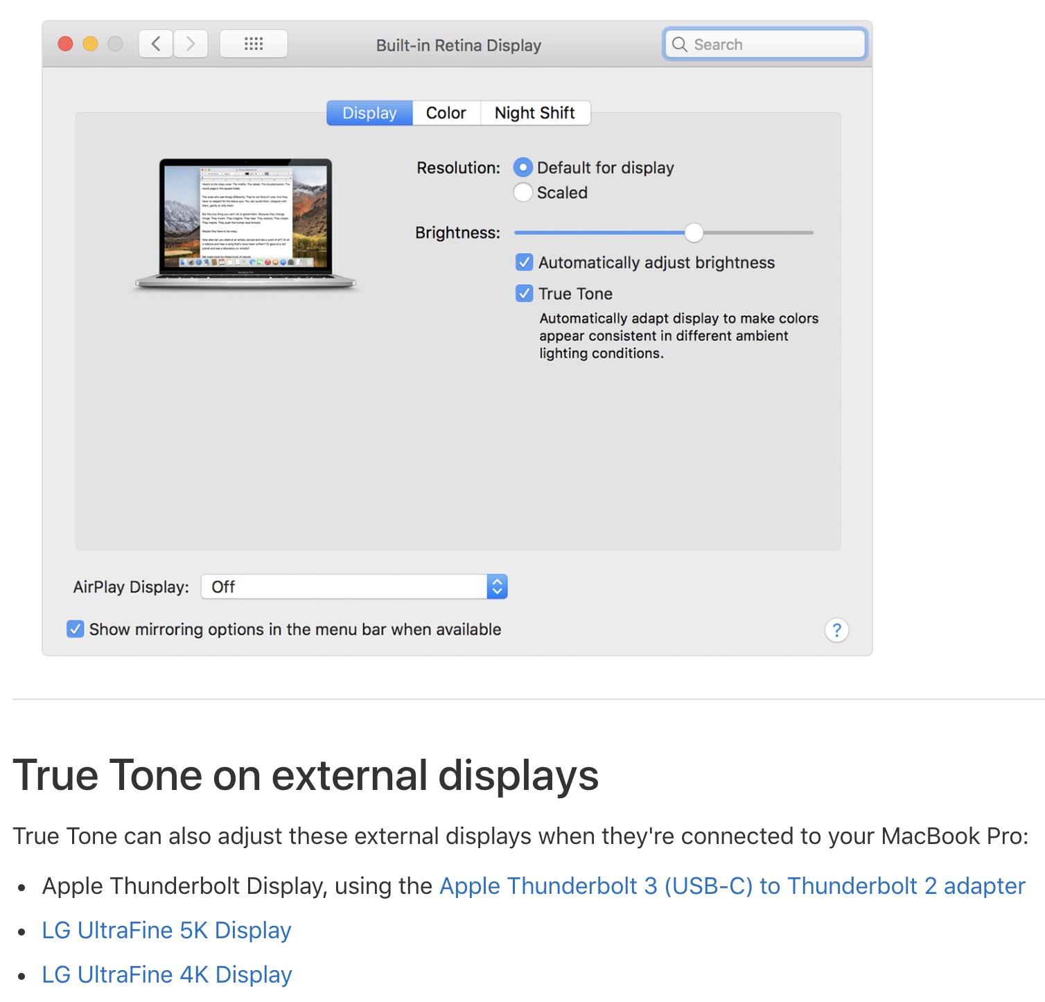 macbook true tone