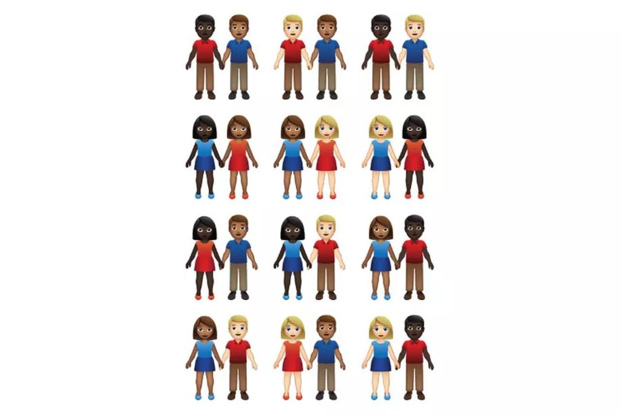 来年追加されるEmojiでは、性別と肌の色で55パターンのカップルが表せるように