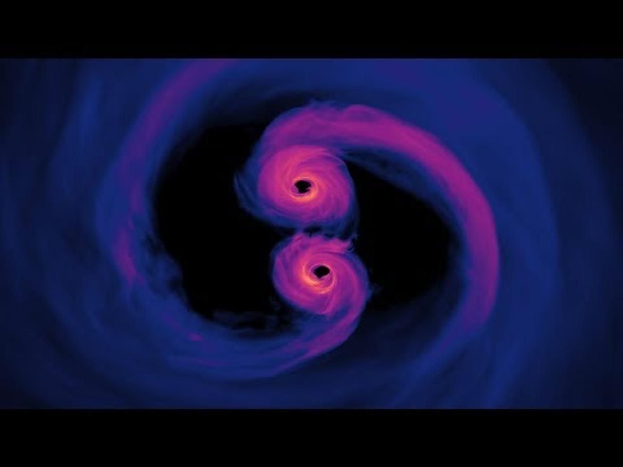 正気を失いそう。NASAがふたつの超大質量ブラックホールが融合する姿をシミュレートした動画が控えめに言ってヤバい