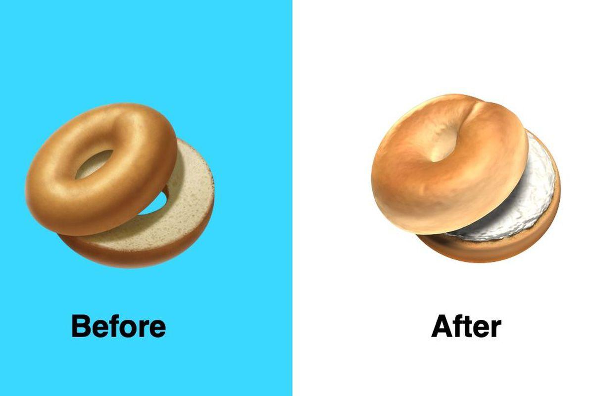 これなら美味しそう？ Apple、ベーグル絵文字にクリームチーズを追加