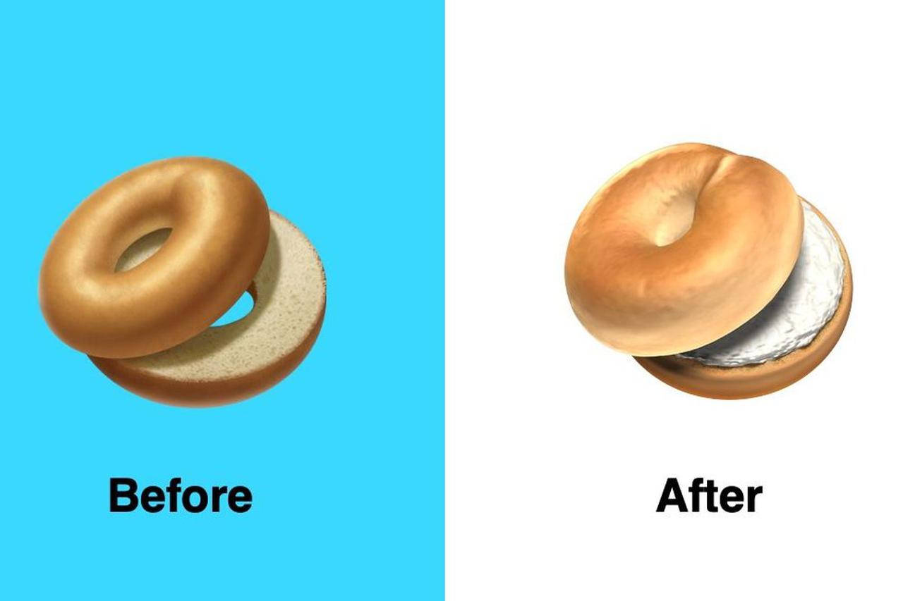 これなら美味しそう？ Apple、ベーグル絵文字にクリームチーズを追加