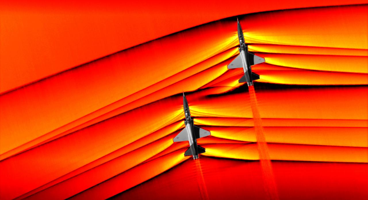 超美麗。NASAが史上初めて2機の超音速ジェット機が生む衝撃波を激写
