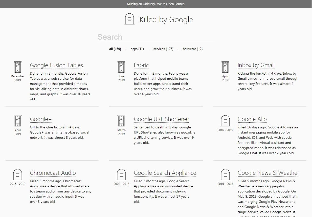 Googleが立ち上げては潰してきたサービス一覧｢Killed by Google｣