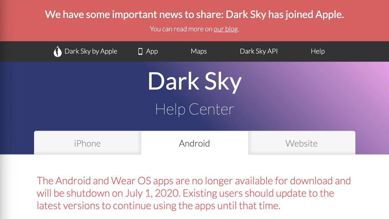 アップルがお天気アプリ｢Dark Sky｣を買収してAndroid版をKILL