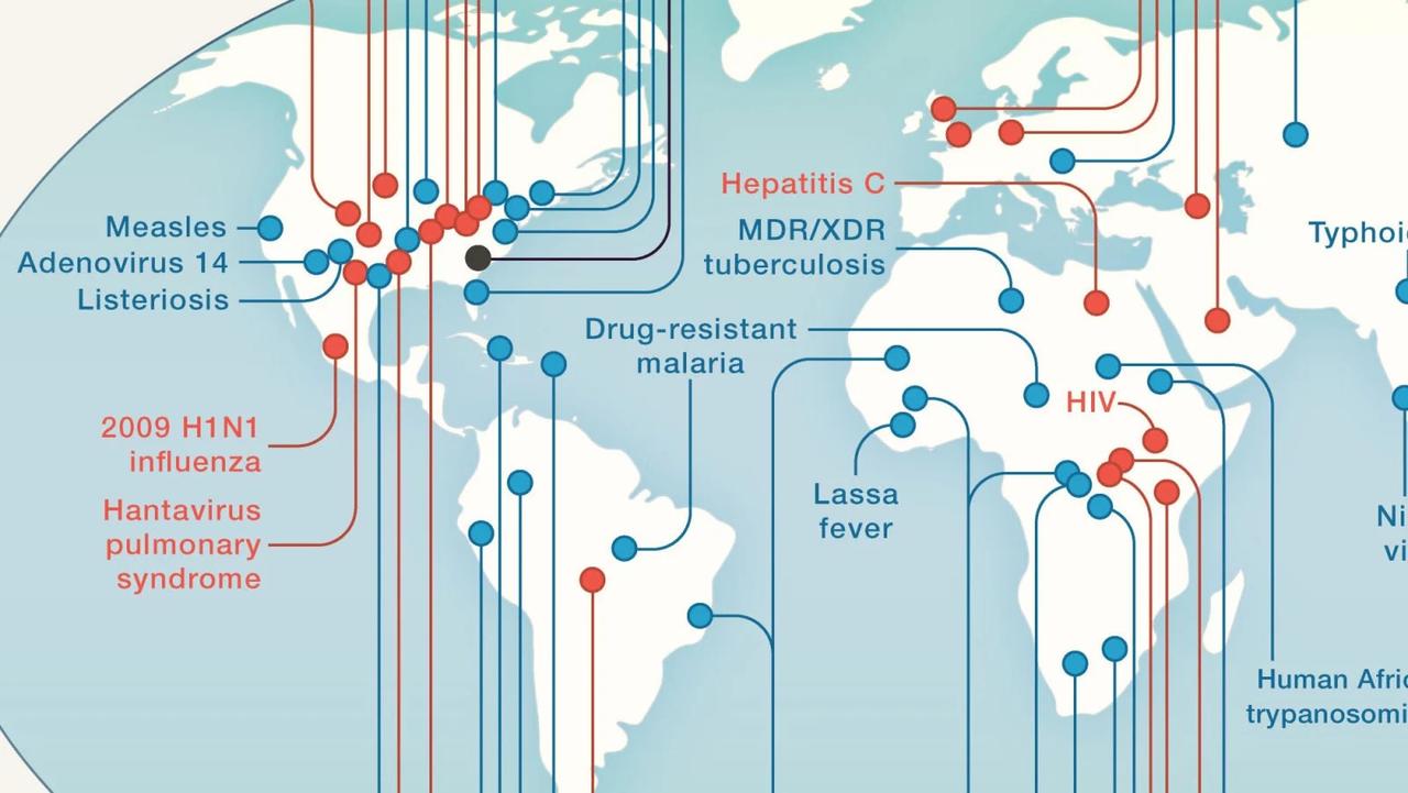 人類を襲う新型ウイルスの分布図が公開。世界で一番怖い世界地図ですね…