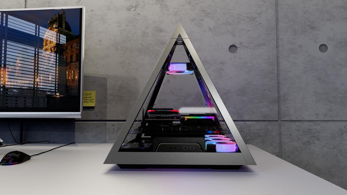 不思議な力が宿りそう。ガラスパネルで中が見えるピラミッド型PCケース 
