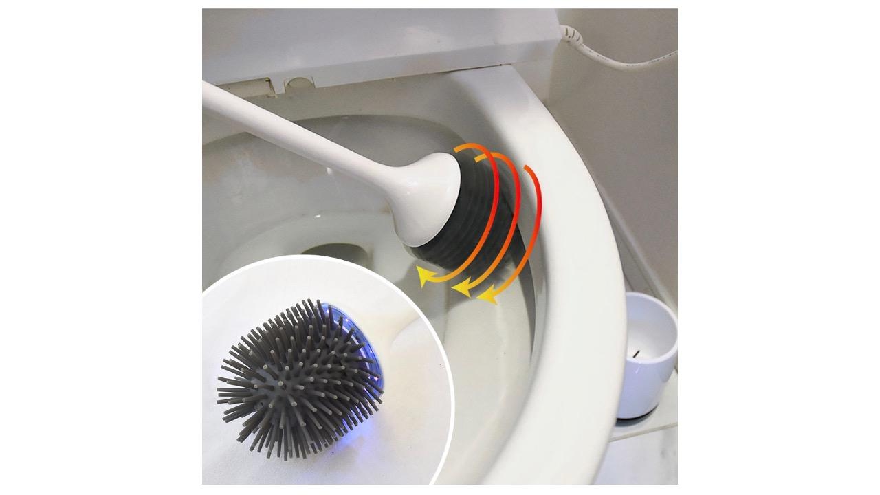 回転して便器を洗い使用後はUV除菌するトイレブラシ｢電動回転キュキュブラシ｣