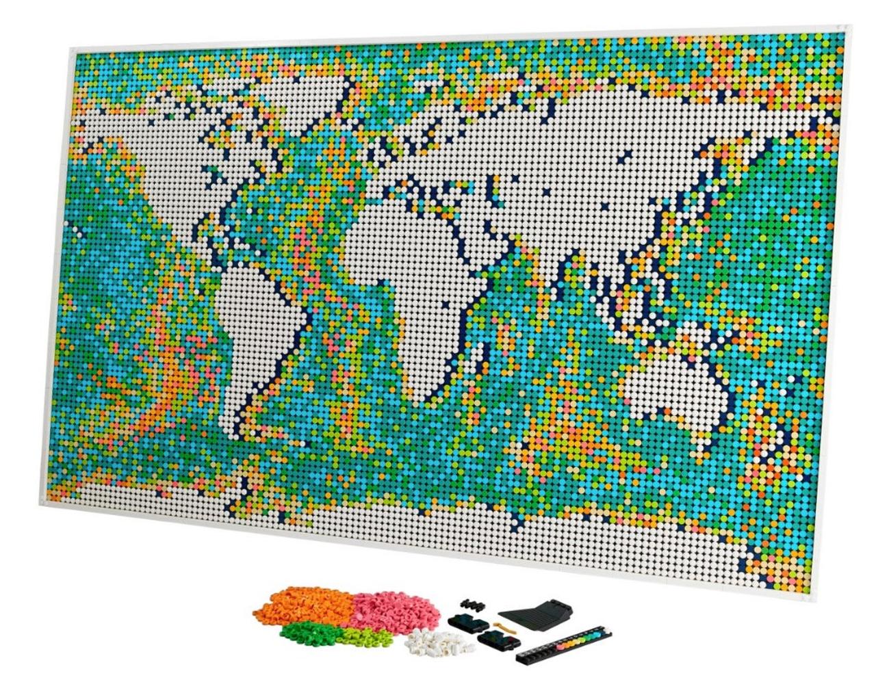 11,695！史上最大ピース数でパズルみたいなレゴの世界地図。陸地や海をアレンジして、新世界を創造！