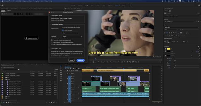 PremierePro_SpeechtoText_GenerateTranscript