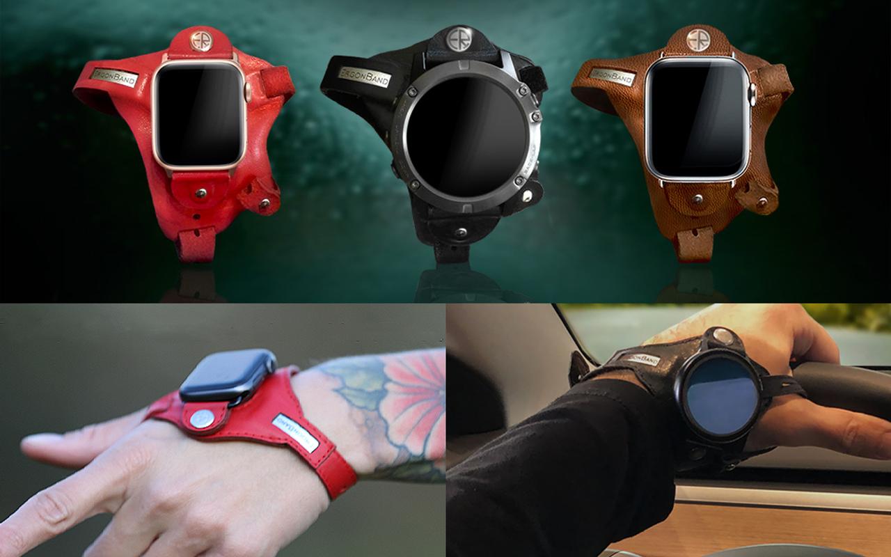 手首ではなく手の甲にApple Watchを装着できるバンド。心拍測定も可能