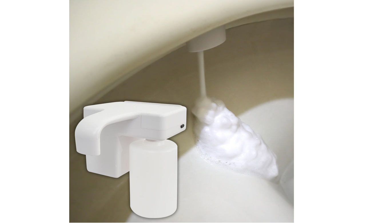 泡のクッションで飛び跳ねを抑制！ トイレに後付けできる泡洗浄器なら掃除の手間も省けるよ