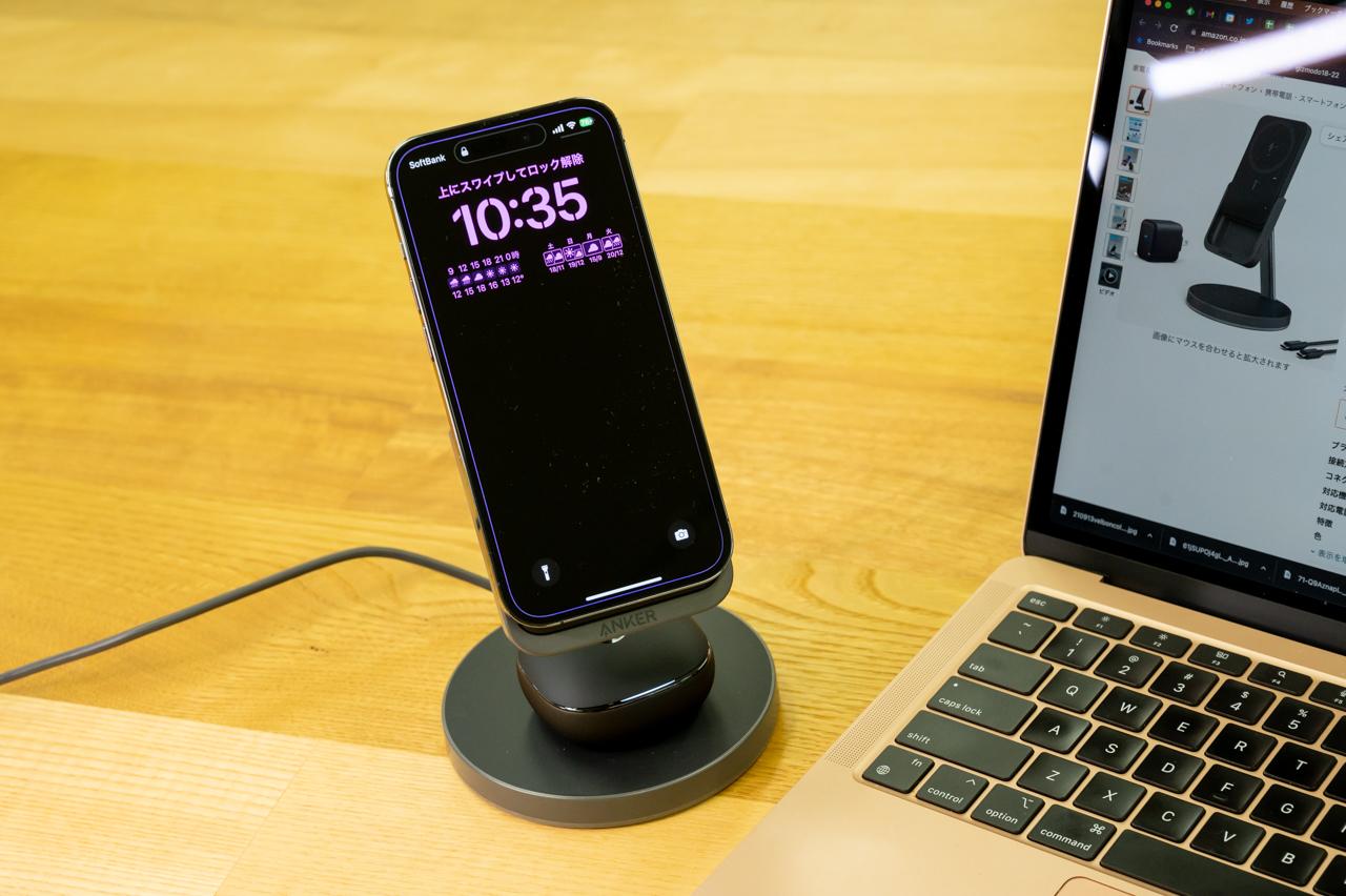anker623 アンカー MagSafe 充電器 スタンド 磁石 ブラック 黒 Anker 3-in-1 Cube with MagSafe (マグネット式 ワイヤレス充電
