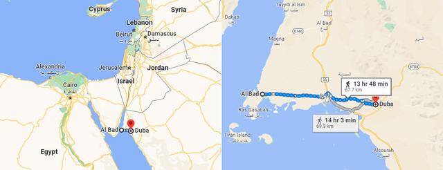 Locations of two coordinations