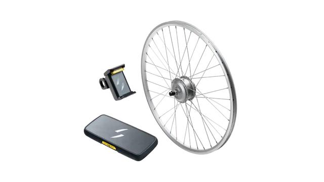どんな自転車もOK！ 前輪交換とモバイルバッテリー装着でeバイク化が 