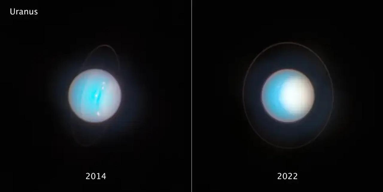 ハッブル宇宙望遠鏡が捉えた天王星と木星の変化