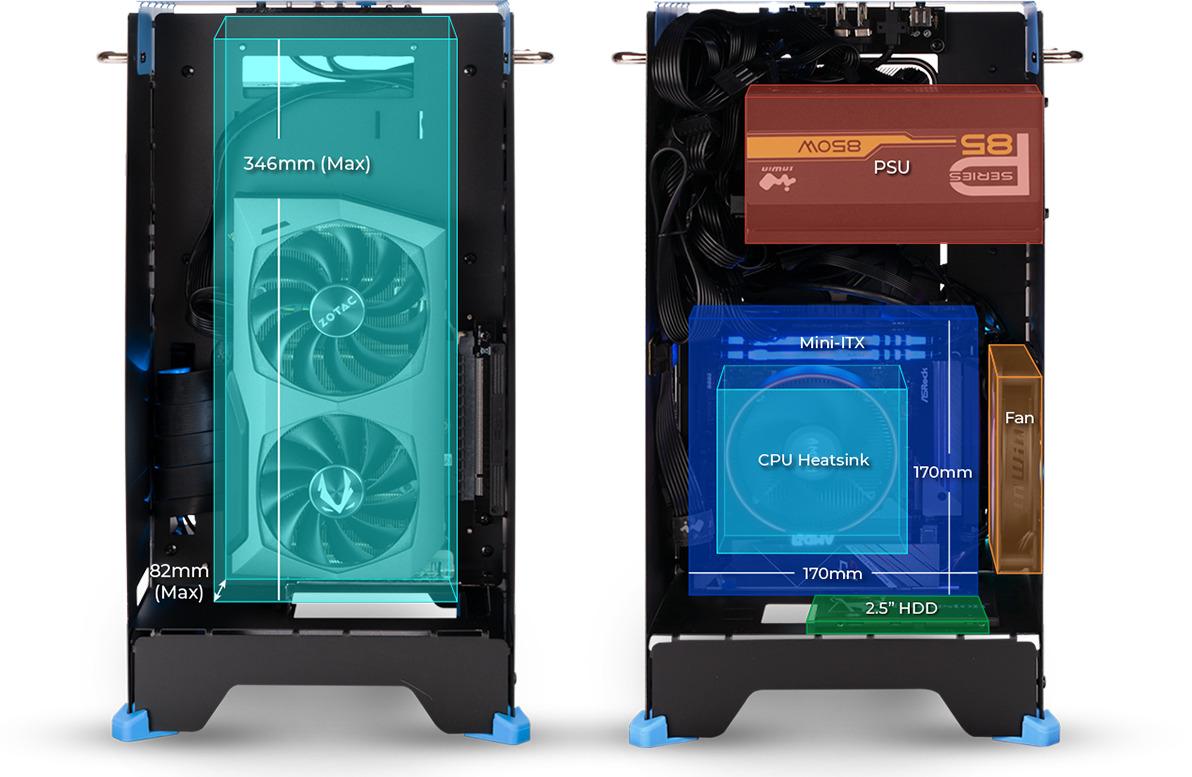 自作PC 組み立てケース 全面アクリル UV-BLUE - パソコン