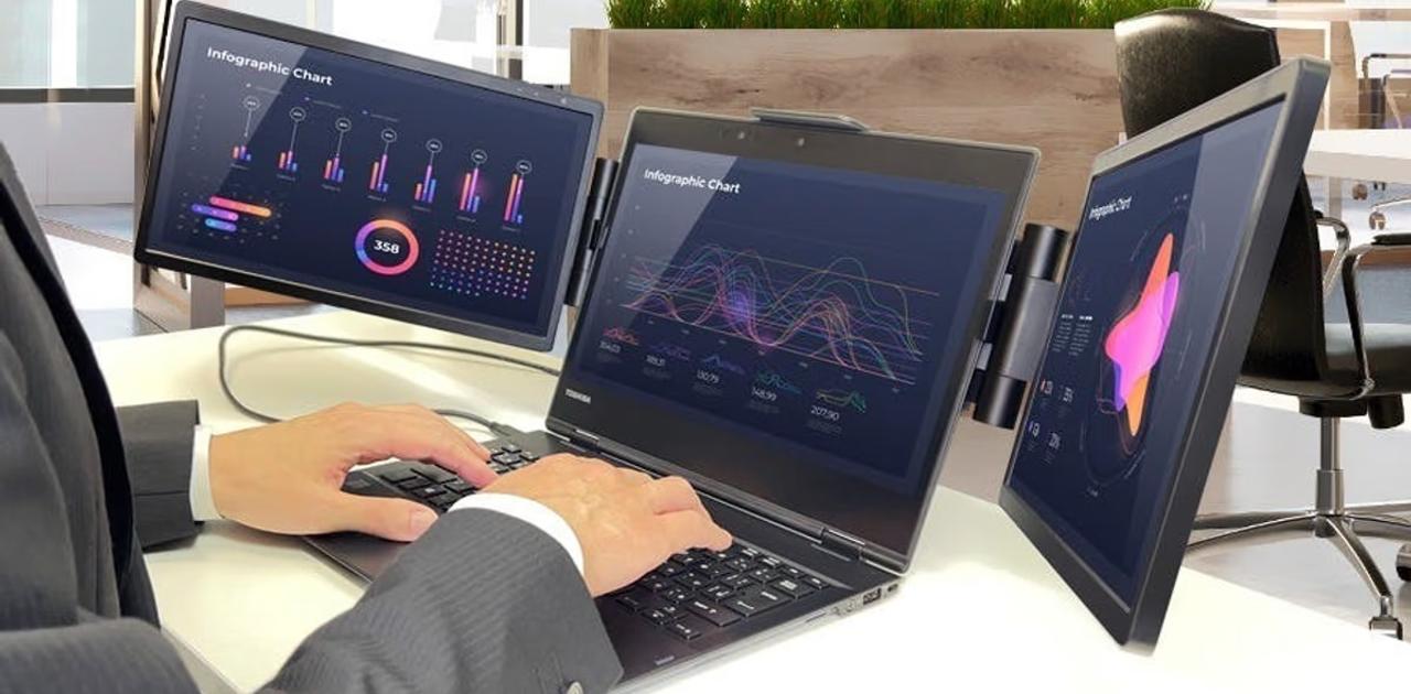 どこでも3画面で仕事できる。ノートPCドッキング型デュアルモニターが  