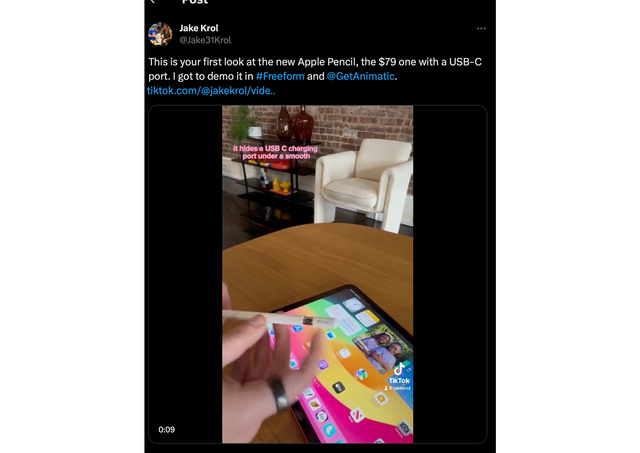 USB-Cポート、ついてるね。新型Apple Pencilのハンズオン動画