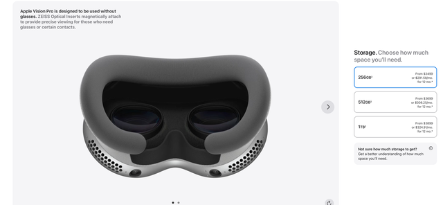 Apple Vision Pro 容量1T（全揃） 最大容量のApple Vision Proは約58万円。長く使うこと考えたらあり