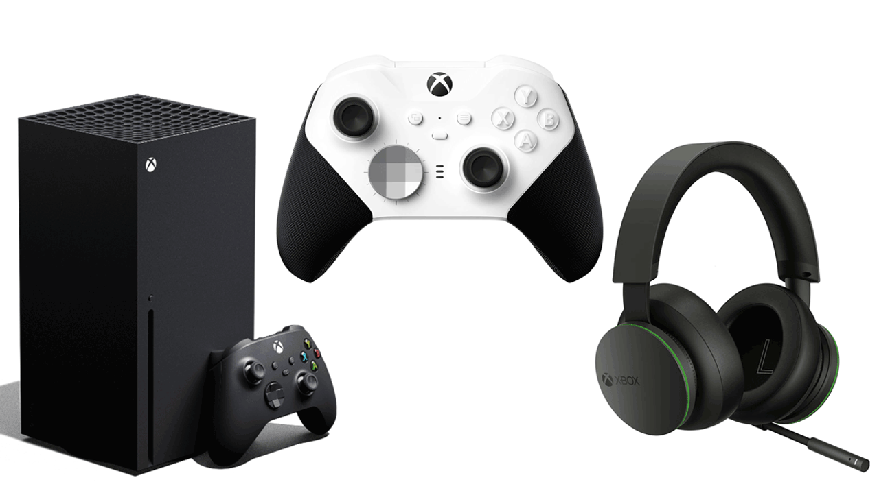 Xbox Series Xのゲーム機本体とコントローラー、ヘッドセットが一緒に 