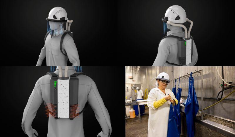 空気のカーテンがマスクになるヘルメット。蒸し暑い日でも涼しげ