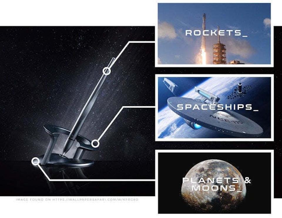 デスクが宇宙空間に⁉ 傾きながら浮遊するアートボールペン