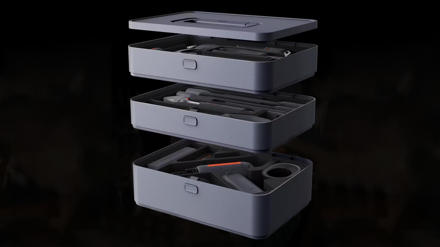 重箱スタイルで収納もスッキリ。デザインもシックな工具セット
