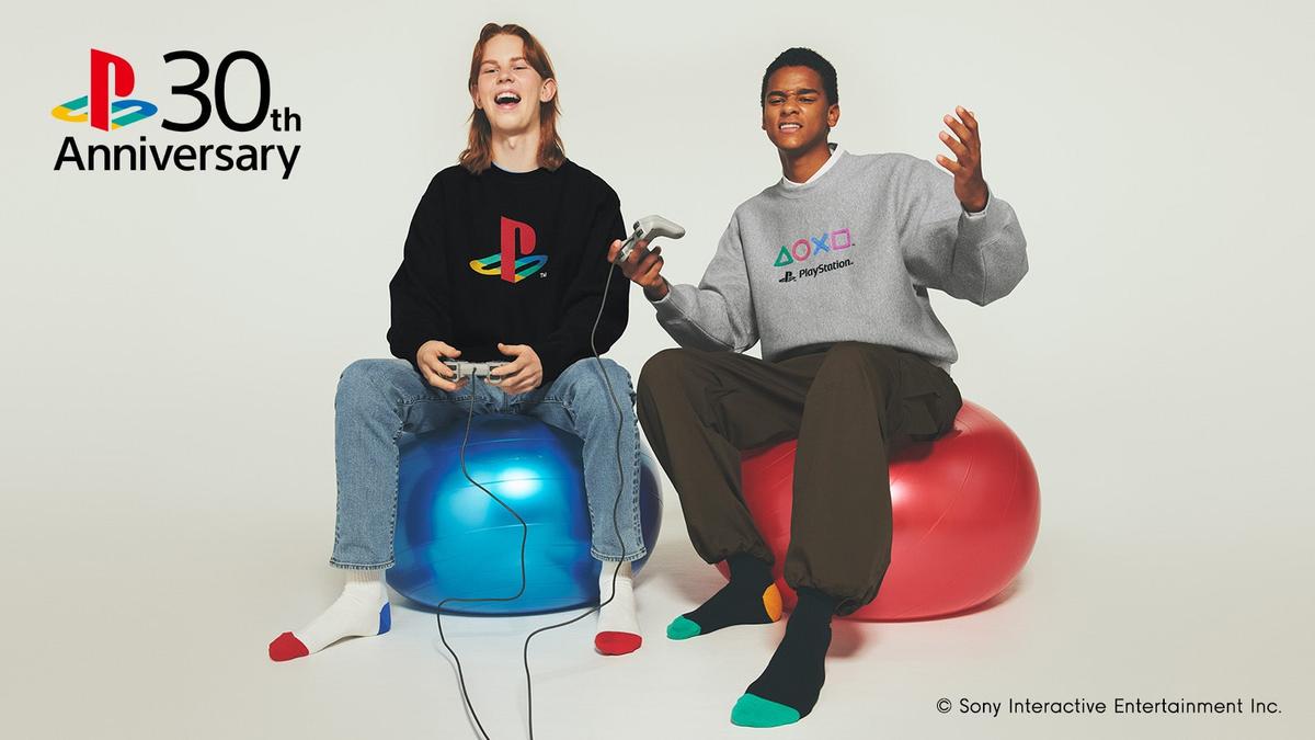 PUNYUS×PlayStation ロゴ刺繍シャツ ラインニットベスト セット 