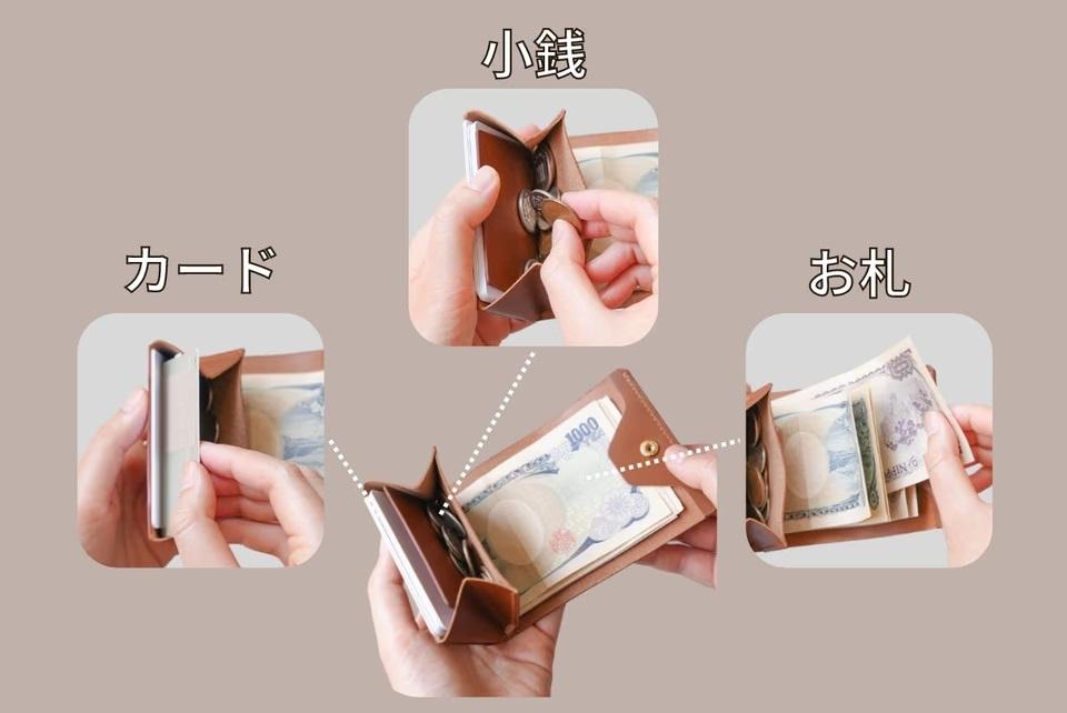 新品　未使用　コンパクト財布　小銭やカードが入れられます カード15枚ミニ財布】二つ折り コンパクト 大容量 本革 / HW3 - ブルー