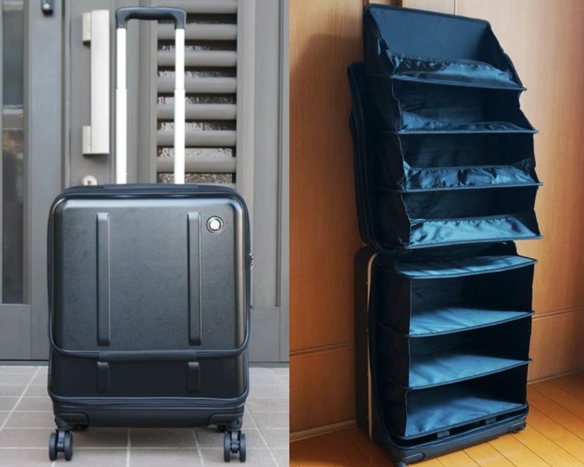 5秒で収納棚に変身。荷造りと荷解きの手間がほぼなくなるスーツケース