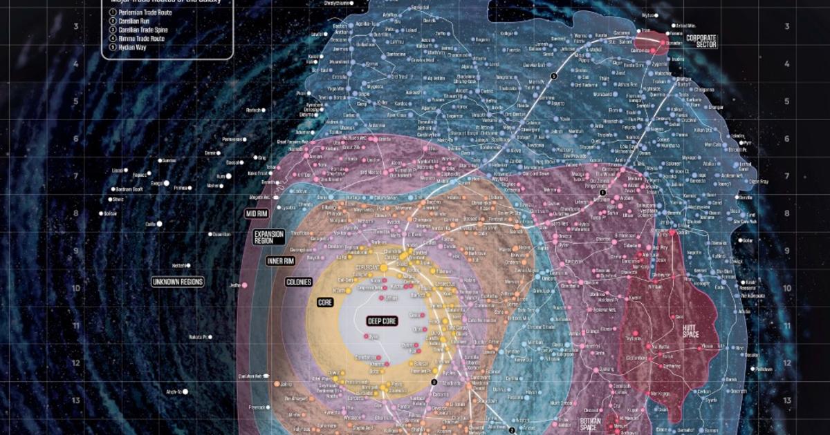 マンダロリアンの星も載ってるー!『スター・ウォーズ』の世界の銀河系マップが壮大すぎ