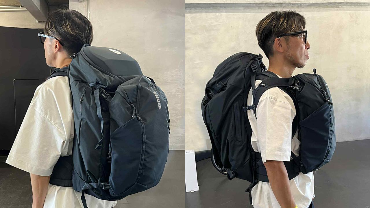 THULEのバックパックは旅行に最適。付属のサブバッグで防犯対策と両手が自由に
