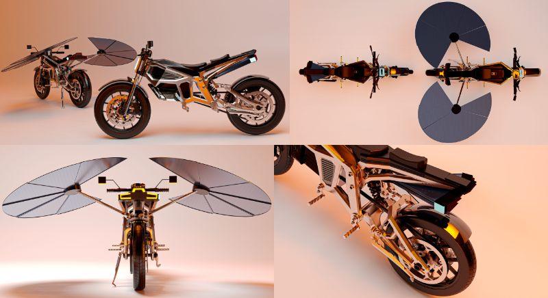 セルフで充電。翼のような太陽光パネルが広がるEVバイク | ギズモード