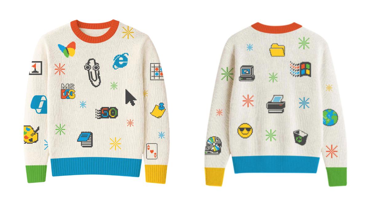 マイクロソフトのXmasダサセーター、今年はレトロアイコンがモチーフ 