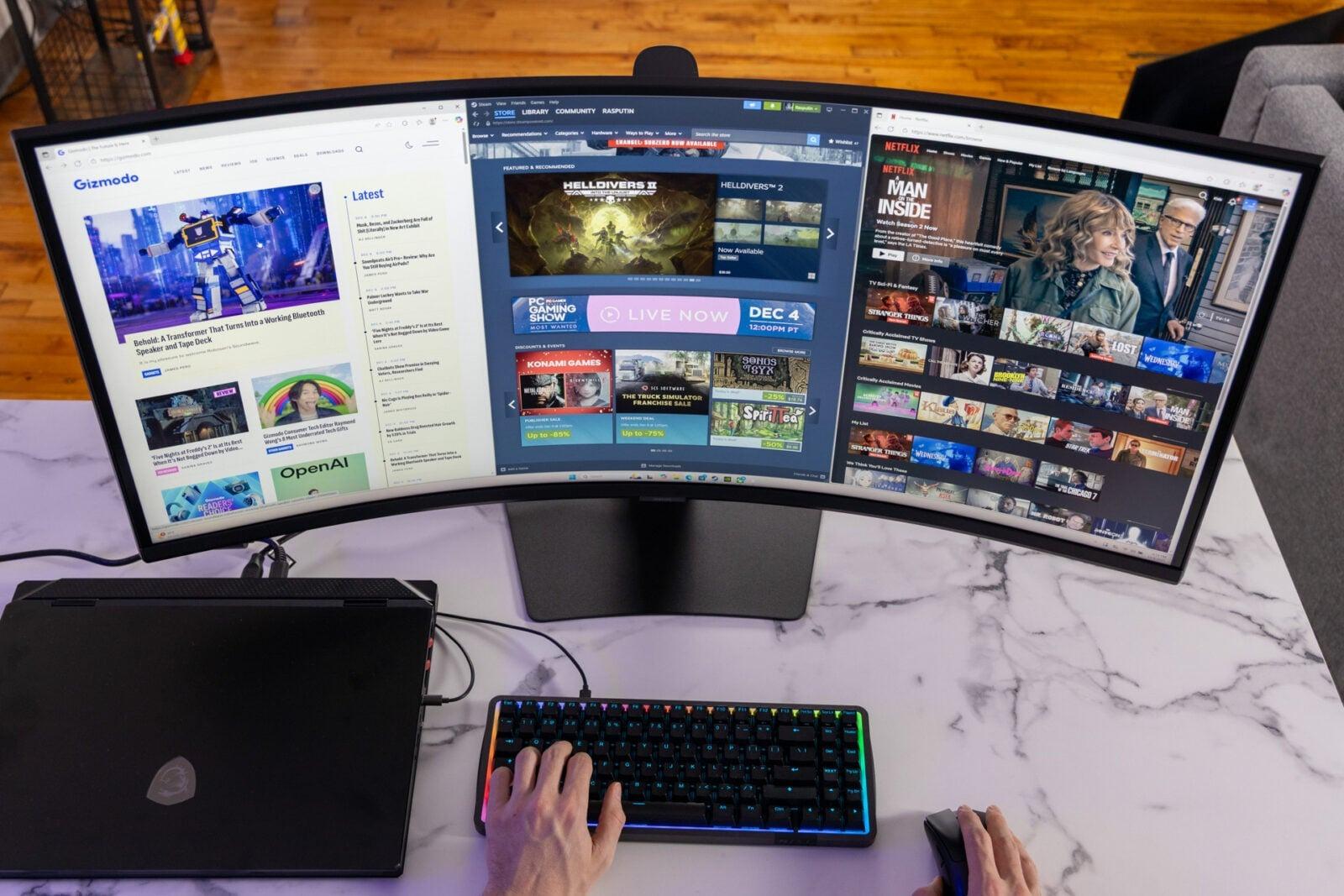 サムスン40インチ湾曲ゲーミングモニター。暗所プレイの没入感スゴい