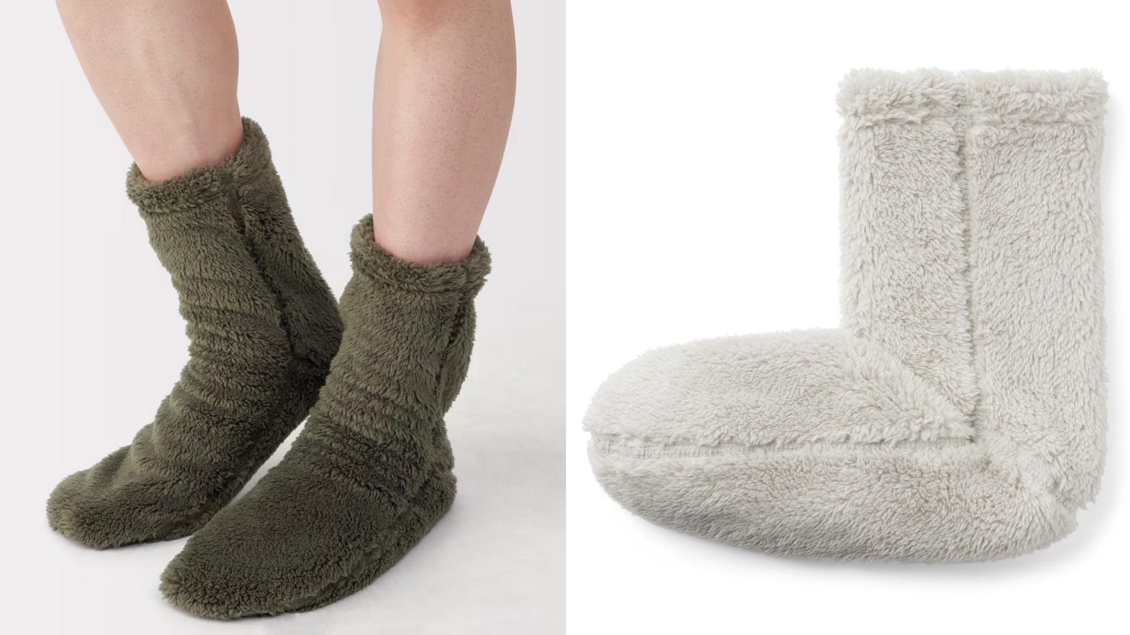 ふわふわ足先が暖かい。締めつけないのにズレにくい無印良品のボア靴下
