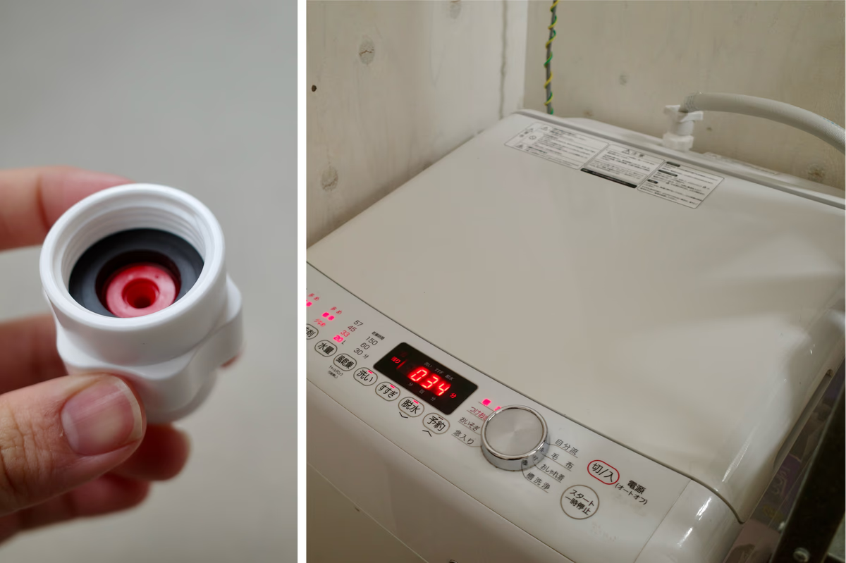 洗濯機とホースの間にこれを挟むだけ。目に見えない微細な泡の力、知ってる？