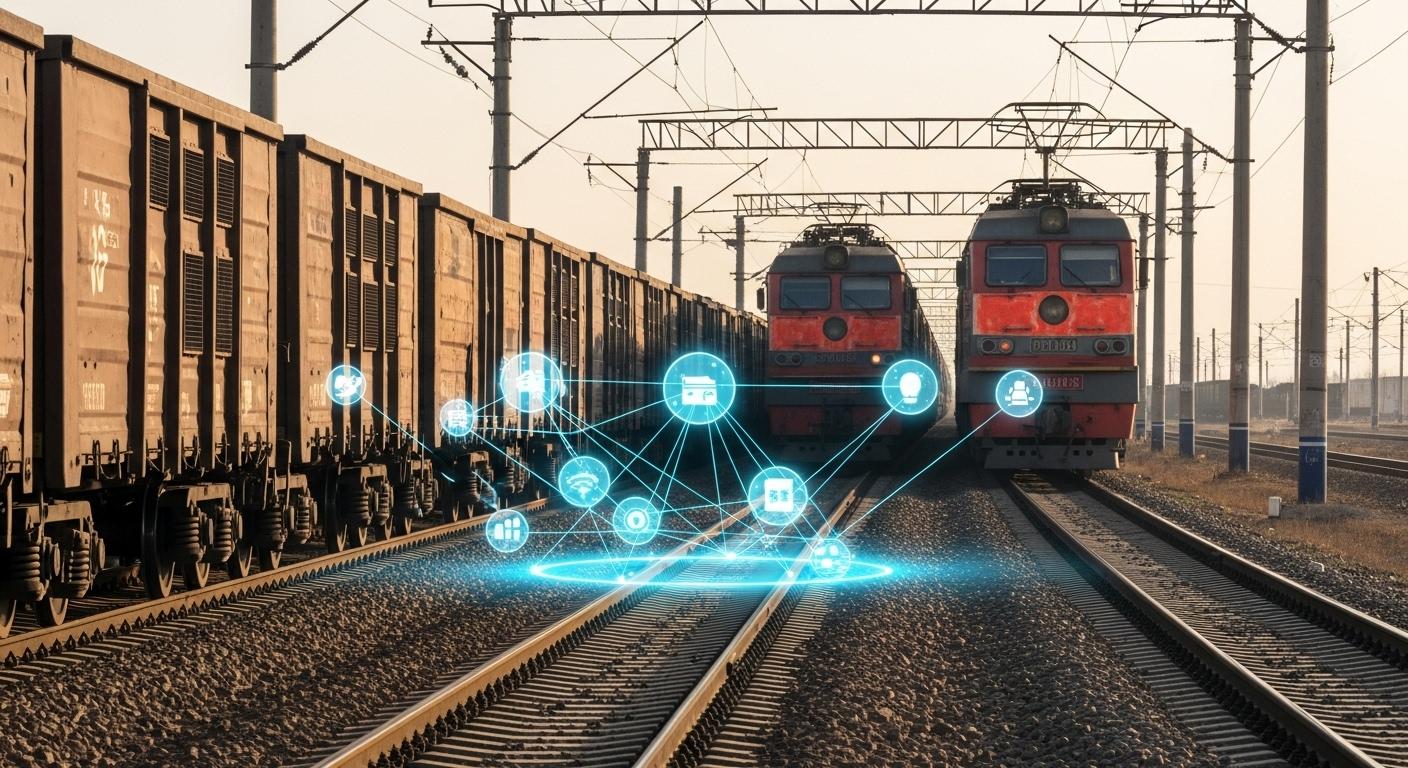 この貨物列車なら物をもっと運べます、無線でつながるからね