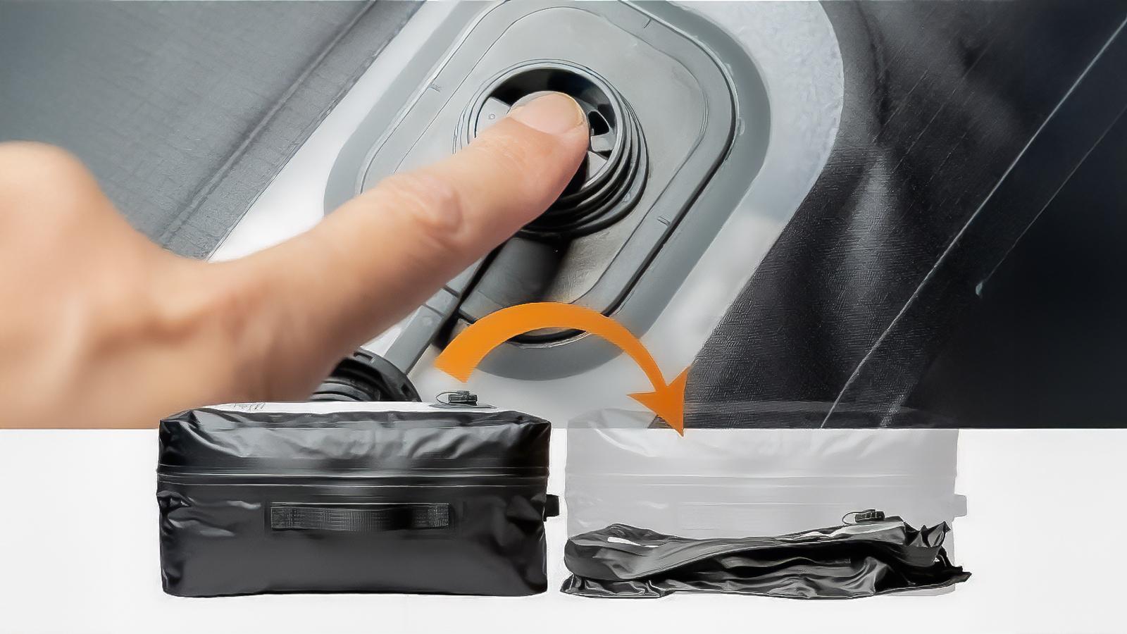 スーツケースのあと少し入れば……が、ボタンひとつで解決。衣類を最大90%圧縮