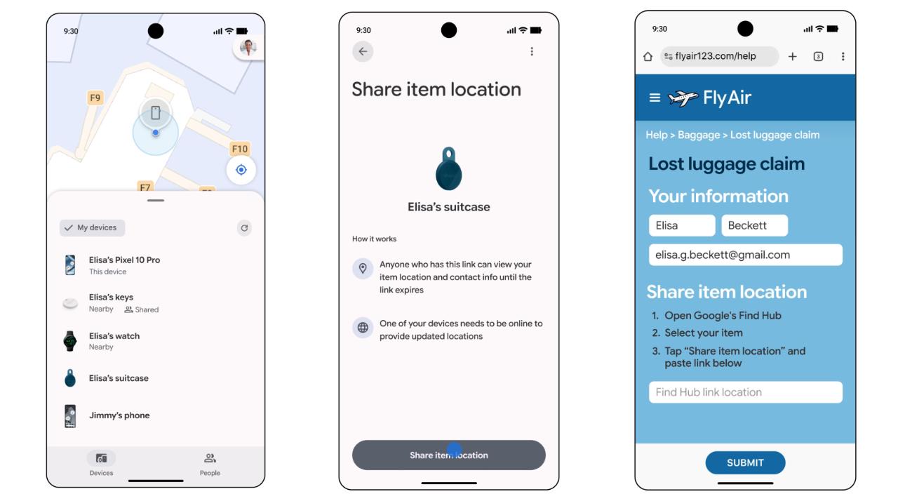 スーツケース迷子問題、GoogleのFind Hubで居場所を共有できるように