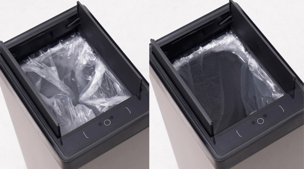 ビニール袋が自動でピタっと広がるゴミ箱。しかも筐体がデロリアン