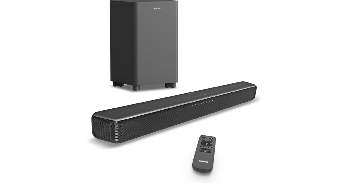 240Wで部屋が劇場化。PHILIPSの“頭上から降る音”サウンドバーが約1万円