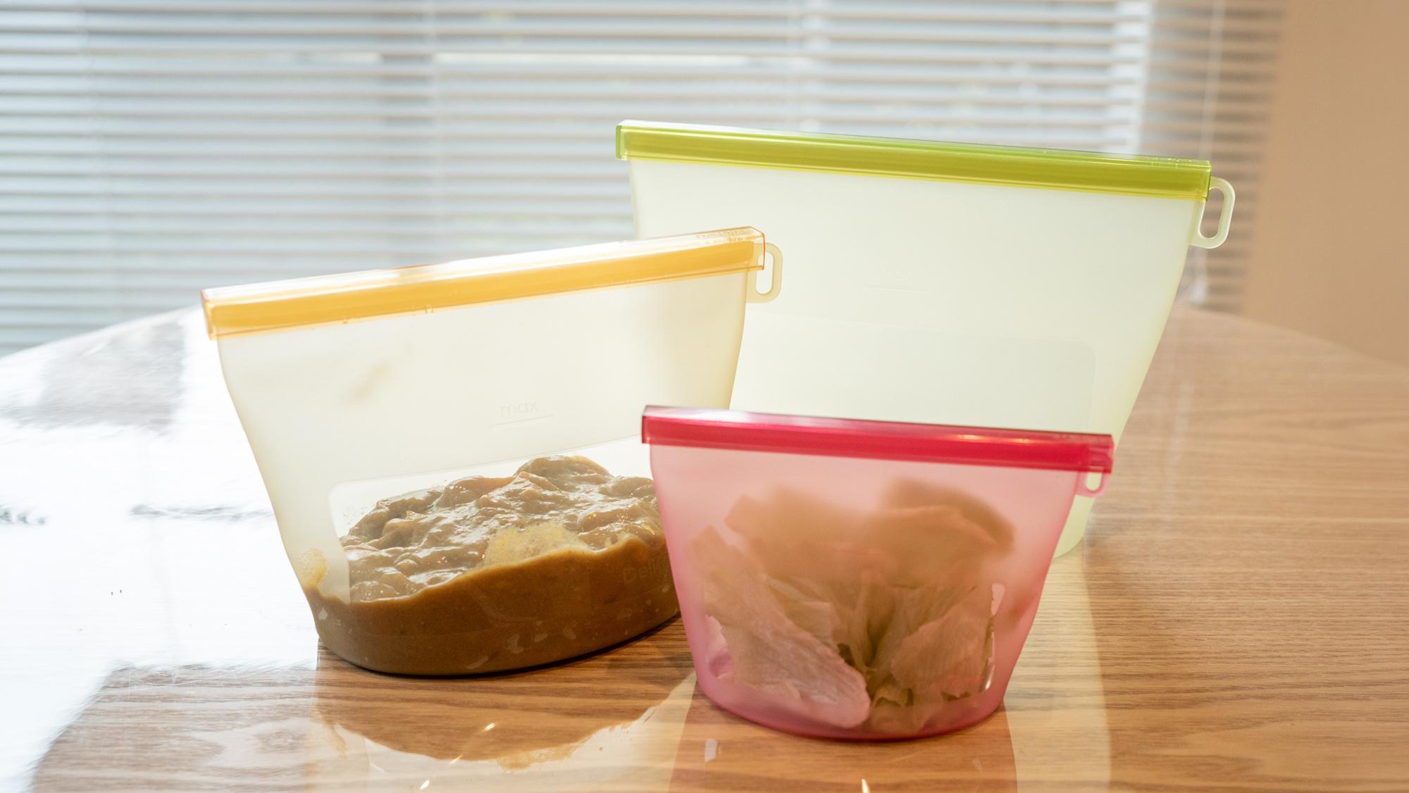 冷凍もレンチンもそのまま使える。液体もOKなシリコンバッグで作り置きが捗りました