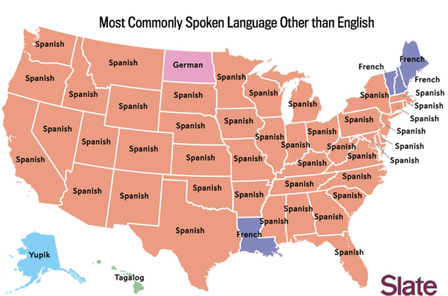 アメリカの各州で英語、スペイン語に続いて3番目に使われているのは何