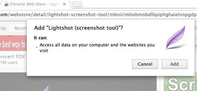 Chrome拡張機能Lightshotによるアクセス許可