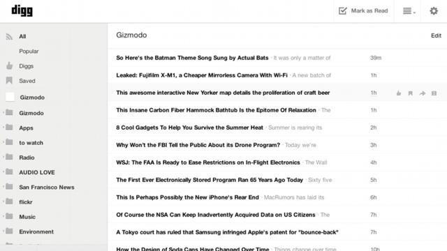 皆に読まれているものを知りたい人には「Digg Reader」